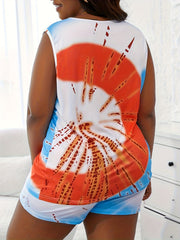 Tie Dye Tank Top & Shorts Set Women's Casual Loungewear