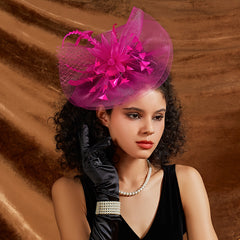 Polyester Fascinator Hat with Feather Detail for Women Party