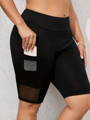 Slim Fit Boxer Short Bottom Mid Stretch Contrast Mesh With Side Pockets Bermuda