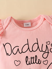 3pcs Baby Girls Daddy's Little Girl Short Sleeve Onesie & Floral Pants