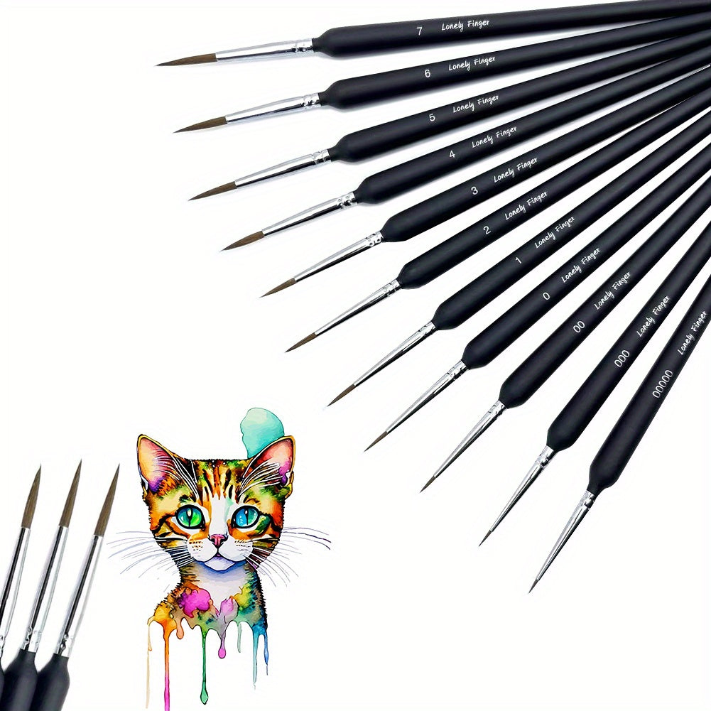 11pcs Detail Paint Brushes Extra Fine Tips Professional Art Set Micro Watercolor