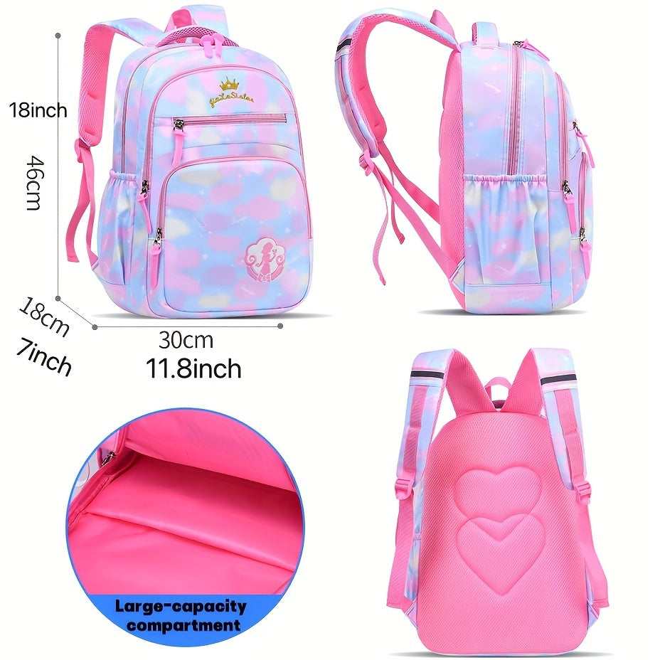 Princess School Backpack Lightweight Waterproof Large Capacity
