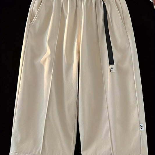 Mens Casual Solid Loose Fit Long Shorts for Spring Summer