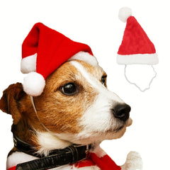 Pet Christmas Hat Red Plush Pet Cap Clothes