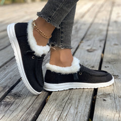 Plush Lined Thermal Snow Boots Low Cut Warm Round Toe Flat Shoes
