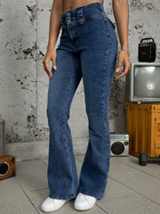 High Waist Flared Jeans Bell Bottom Wide Legs High Stretch