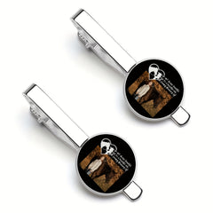 Personalized Memorial Tie Clips Set of 2 with Photo Logo