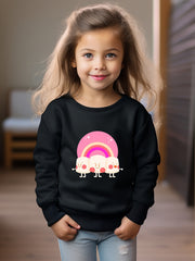 Cartoon Adorable Pattern Print Girls Casual Pullover Sweatshirt