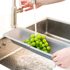 Over Sink Extendable Colander Strainer for Washing Vegetables Fruits Pasta