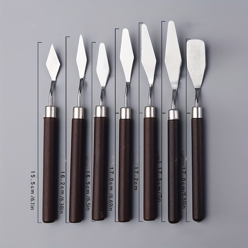 7pcs Stainless Steel Painting Spatula Set for Art Tools Cake Baking