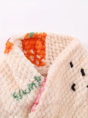 Fruit Print Fuzzy Night Robe Warm Long Sleeve Robe With Belt