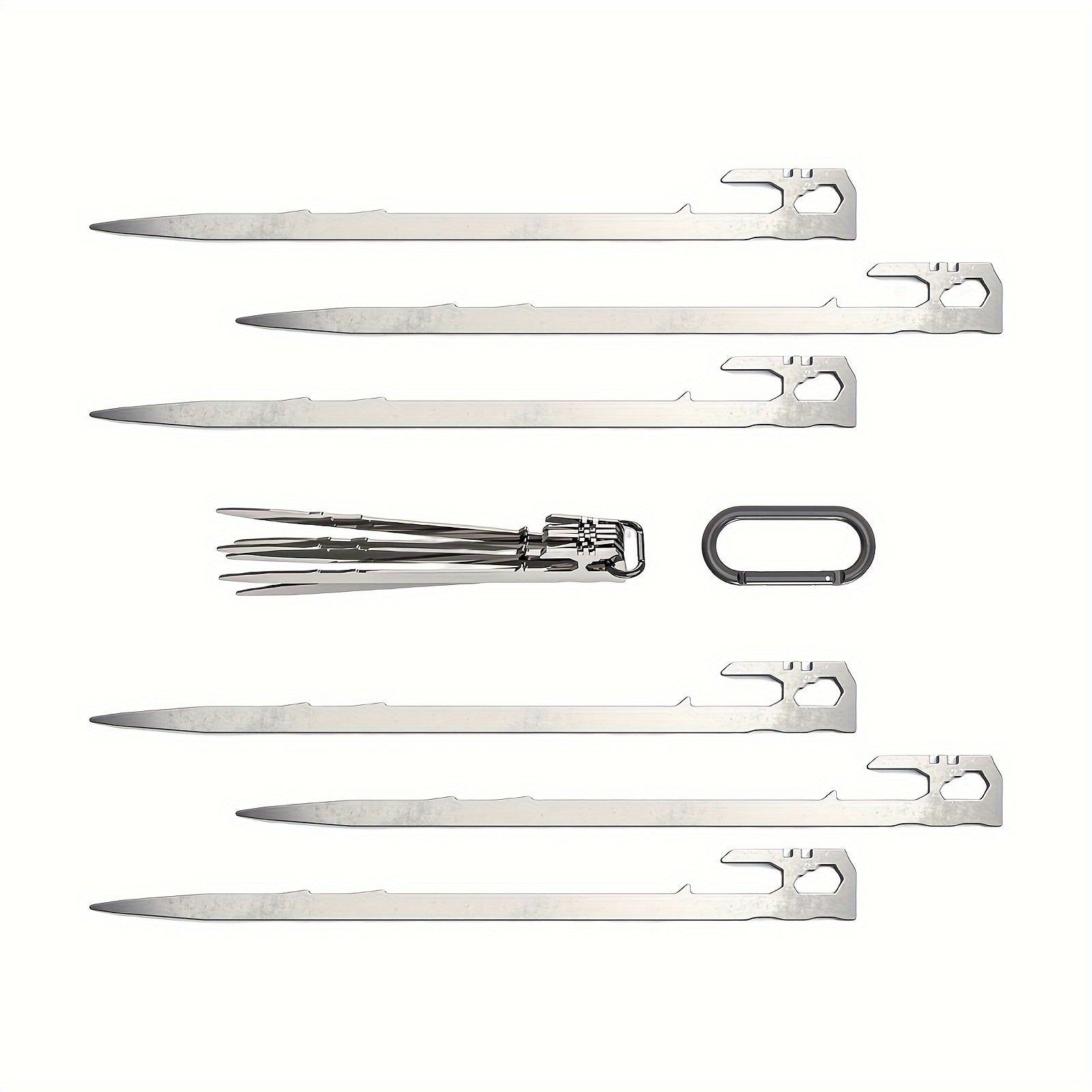 6PCS Tent Stakes Stainless Steel Heavy Duty Metal Pegs For Camping Backpacking
