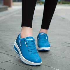 Women's Platform Rocker Shoes Lace Up Low Top Walking Sneakers