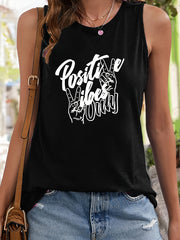 Gesture & Letter Stretchy Sports Vest Casual Top