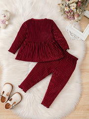 Baby Girls Peplum Top & Legging Pants Set