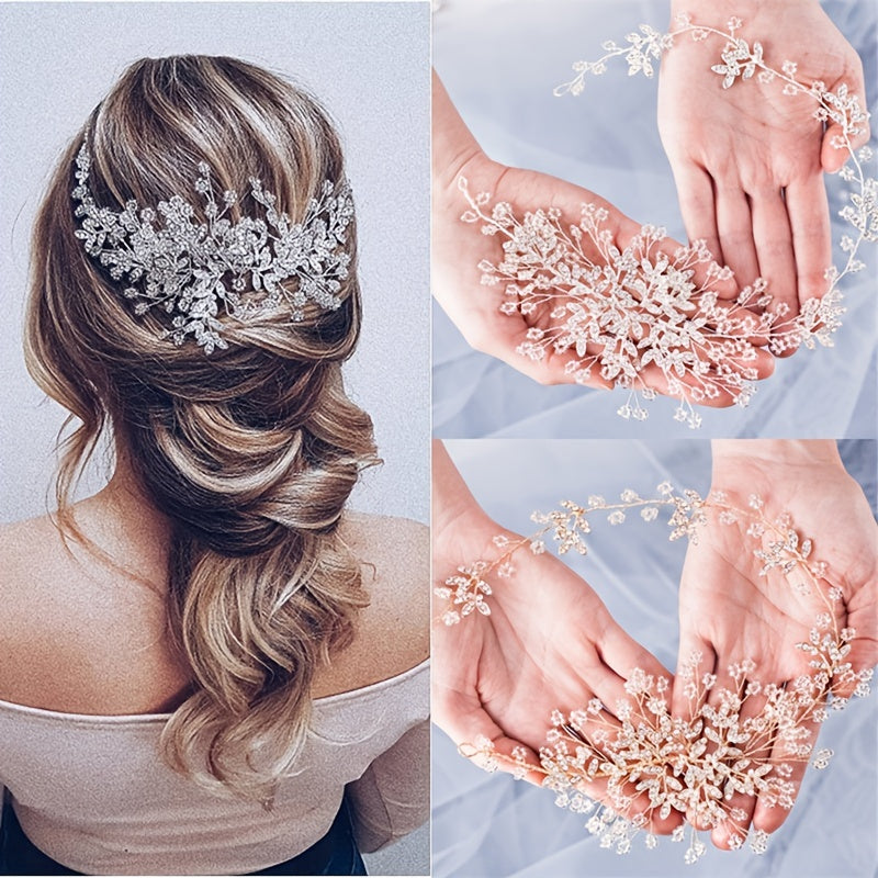 Crystal Bride Wedding Hair Vine Flower Bridal Headband Leaf Hair Accessories