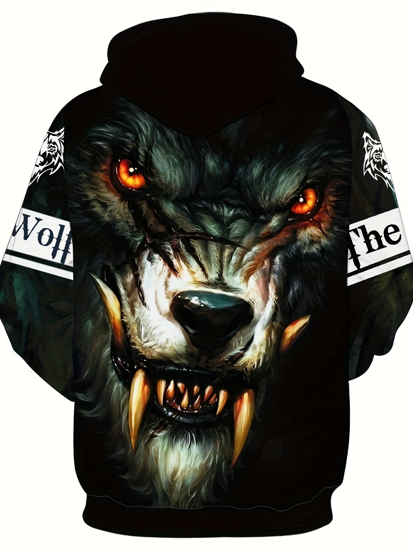 Wolf 3D Print Hoodie Men Comfy Loose Hooded Pullover Autumn Winter