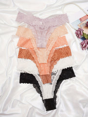 6pcs Floral Lace Thongs Soft & Comfy Stretch Panties Women's Lingerie