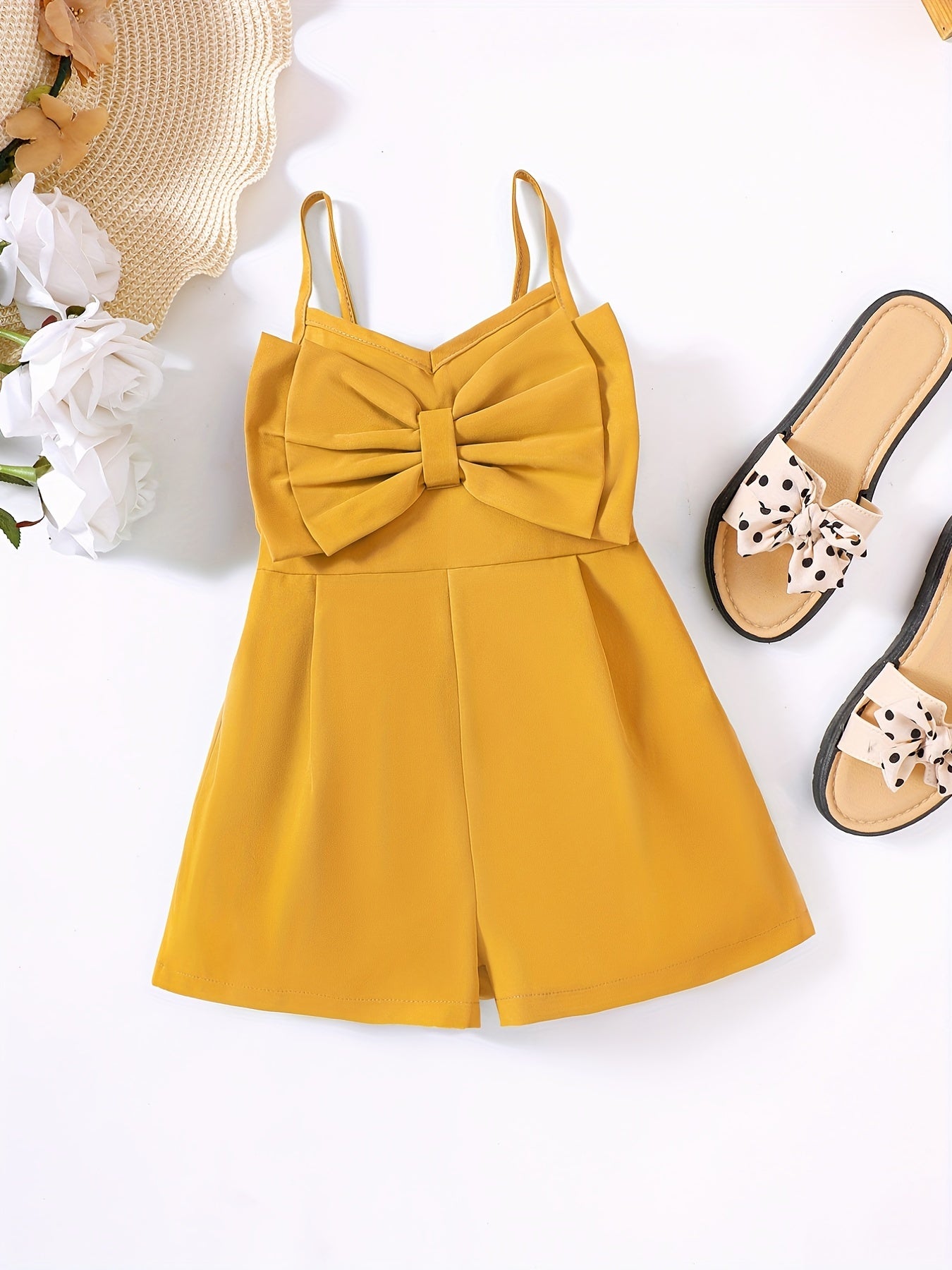 Bow Cami Rompers Jumpsuits for Toddlers