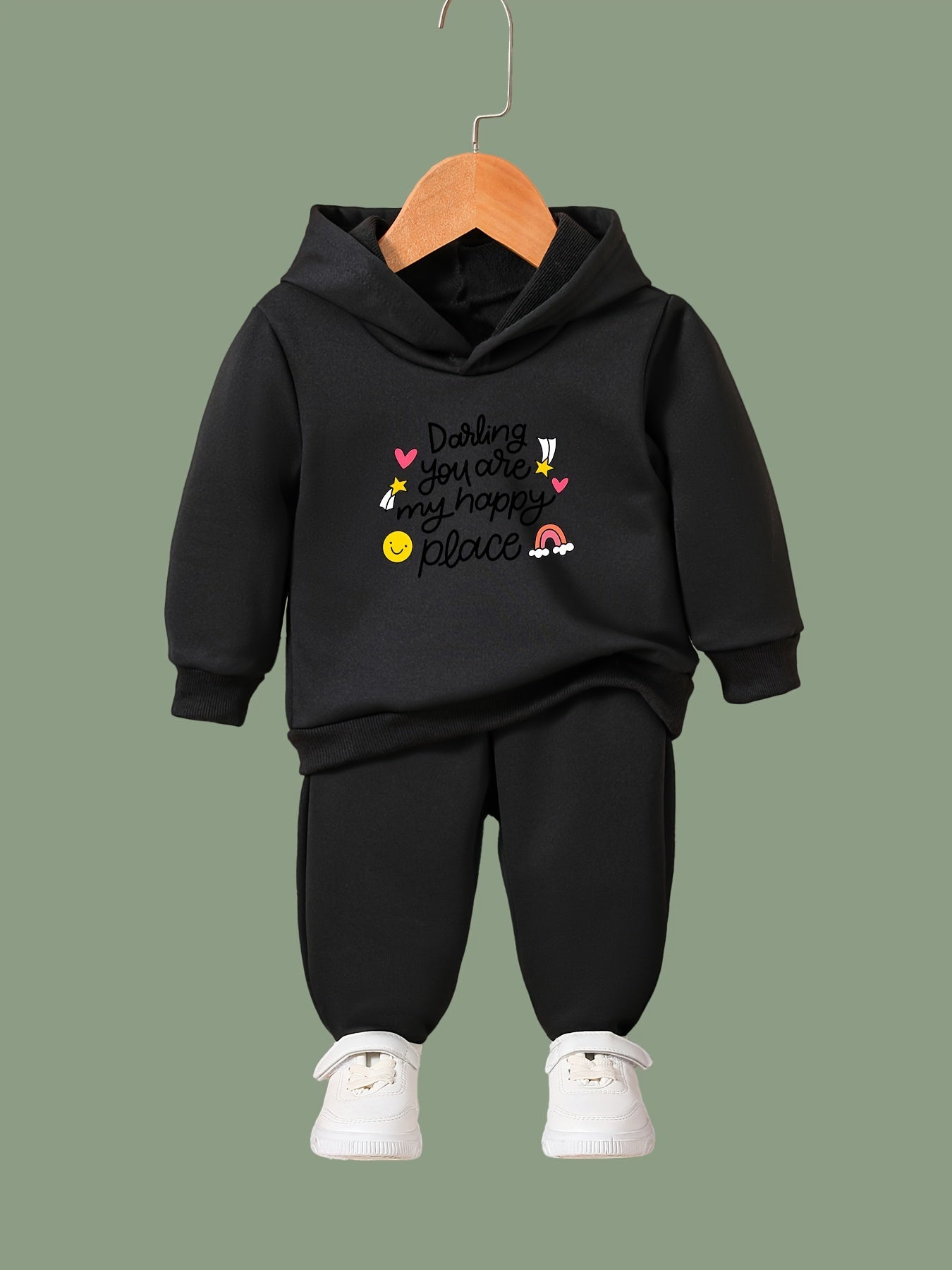 Happy Place Pattern Hoodie & Sweatpants Set