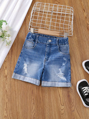 Girls Ripped Comfortable Denim Shorts for Summer