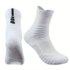 3pairs Thickened Mid calf Basketball Socks Men's Cotton Anti odor Sports Socks