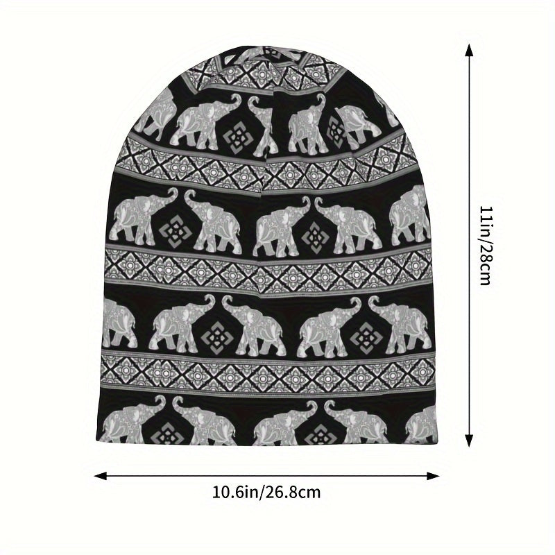 Elephant Pattern Beanie Hats Cap For Men Women Skull Beanies Ski Cap
