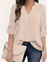 V-Neck Long Sleeve Blouse