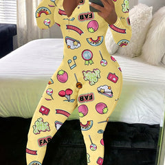V Neck Long Sleeve Lounge Jumpsuit