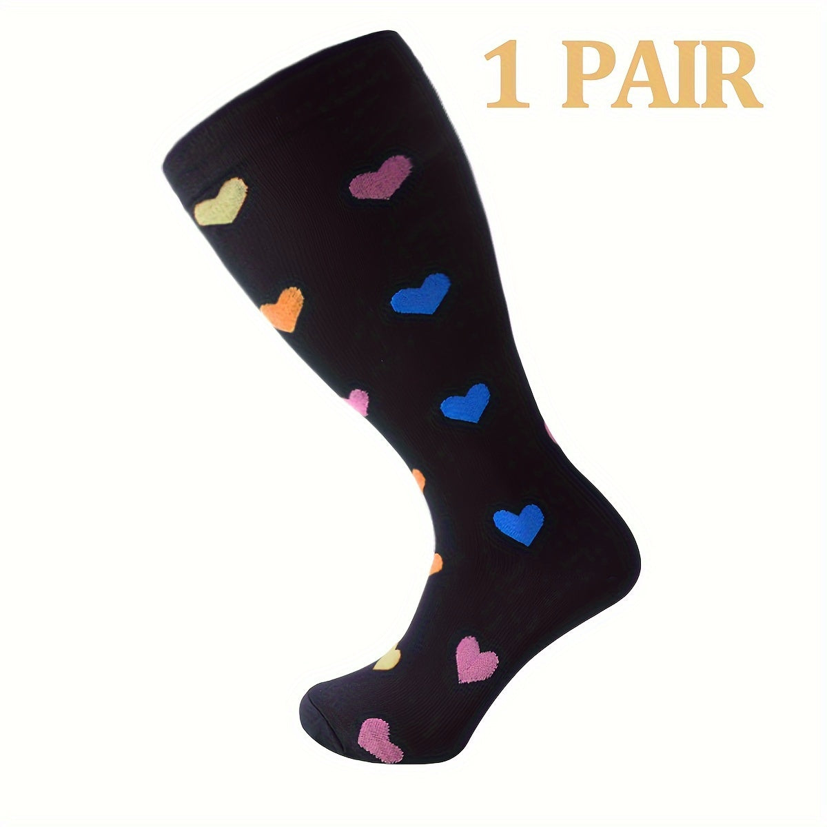 3pairs Plus Size Compression Socks 15-20 mmHg Wide Calf Knee High for Women Men