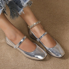 Women's Square Toe Patent Leather Mary Jane Flats
