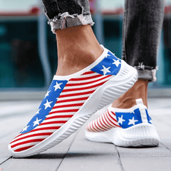 Women's Flag Pattern Flatform Slip-On Loafers