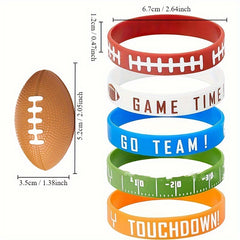 5pcs Rugby Sport Silicone Bracelets for Birthday Party Favors