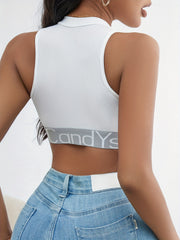 Cut Out Zipper Sports Bra for Women