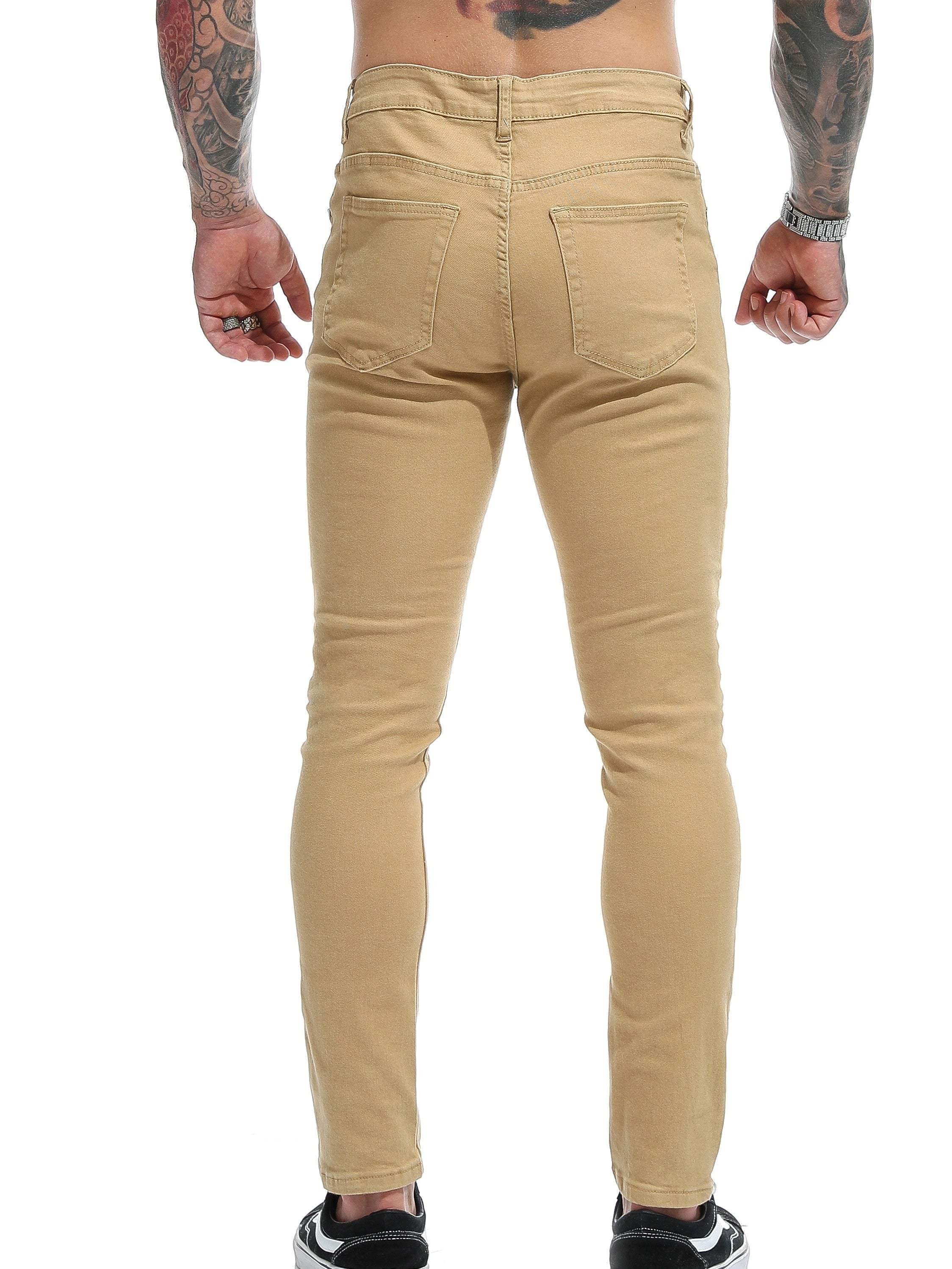 Men's Solid Slim Fit Pants Stretch Long Trousers