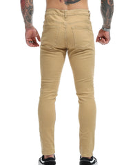 Men's Solid Slim Fit Pants Stretch Long Trousers