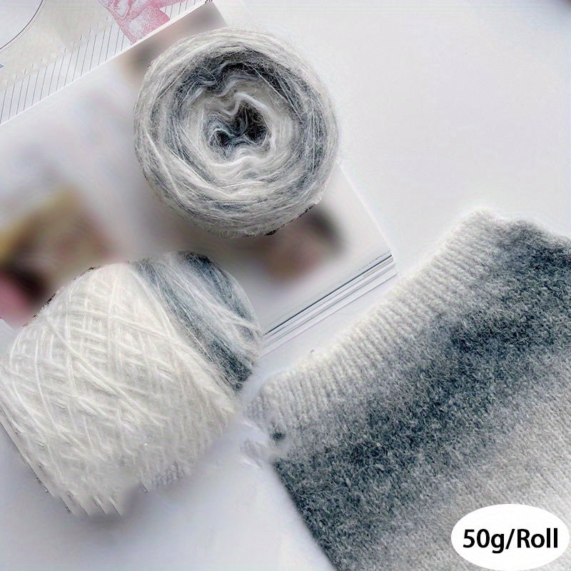 Gradient Mohair Yarn Colorful Beanie Soft Knitting Crochet Yarn