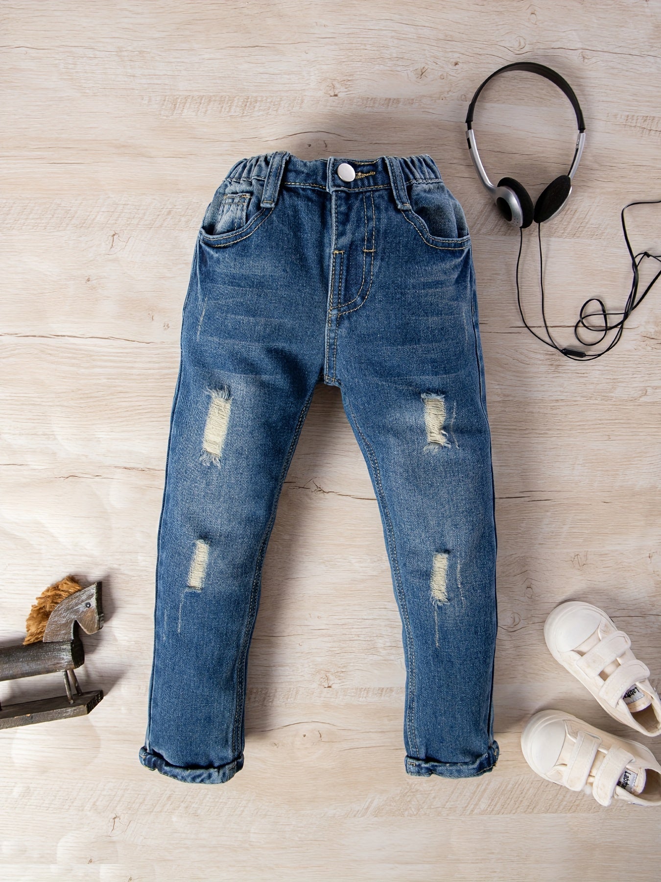 Boys Distressed Denim Pants with Pocket