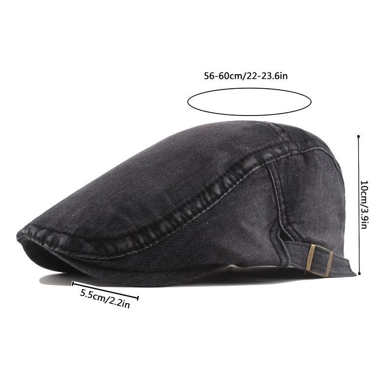 Men's Denim Newsboy Cap Casual Cabbie Beret