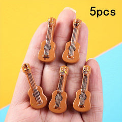 5pcs Resin Guitar Models Mini Dollhouse Micro Model Photography Props Gift