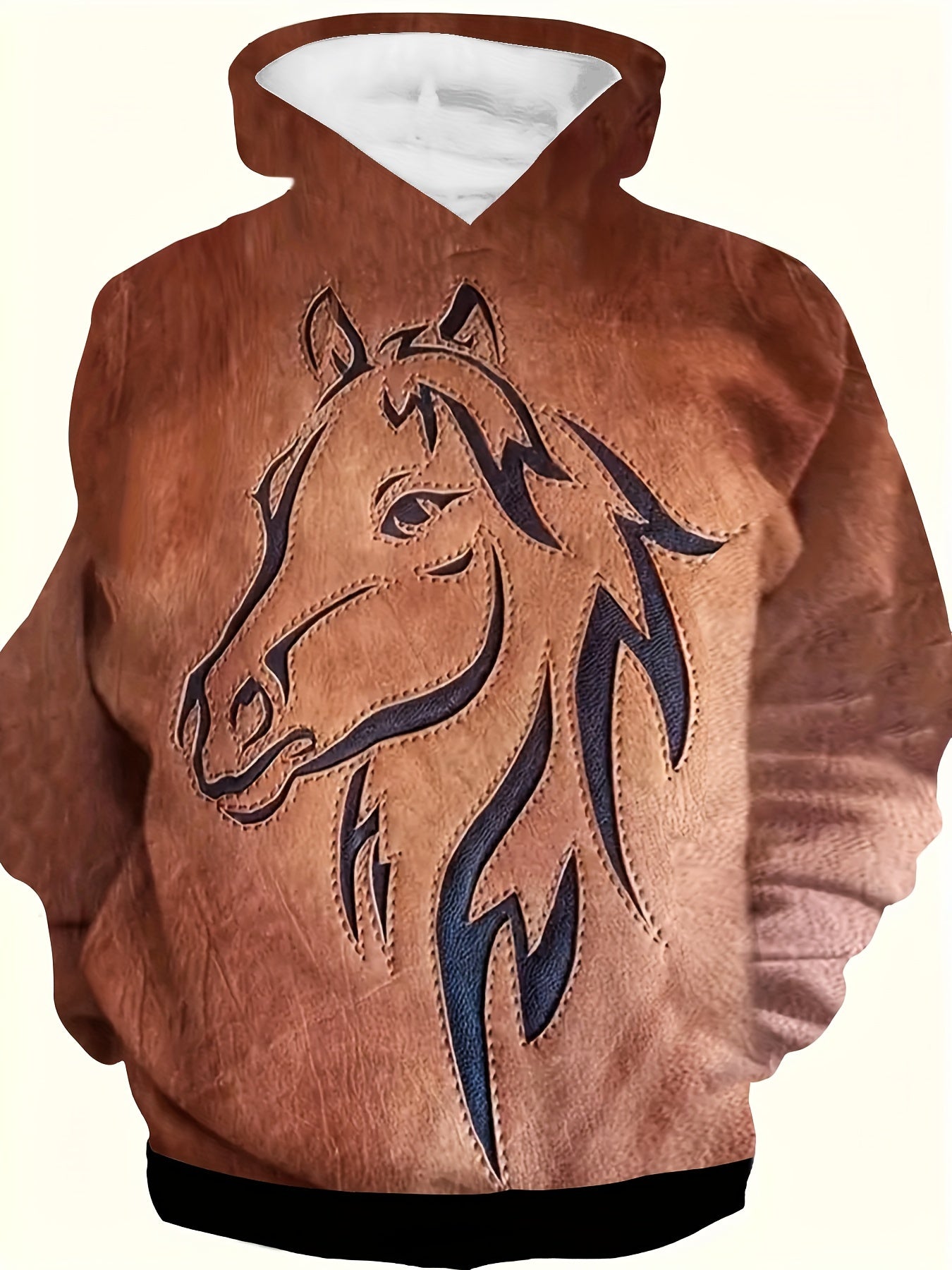 3D Western Style Horse Print Hoodie Pullover Tops for Kids