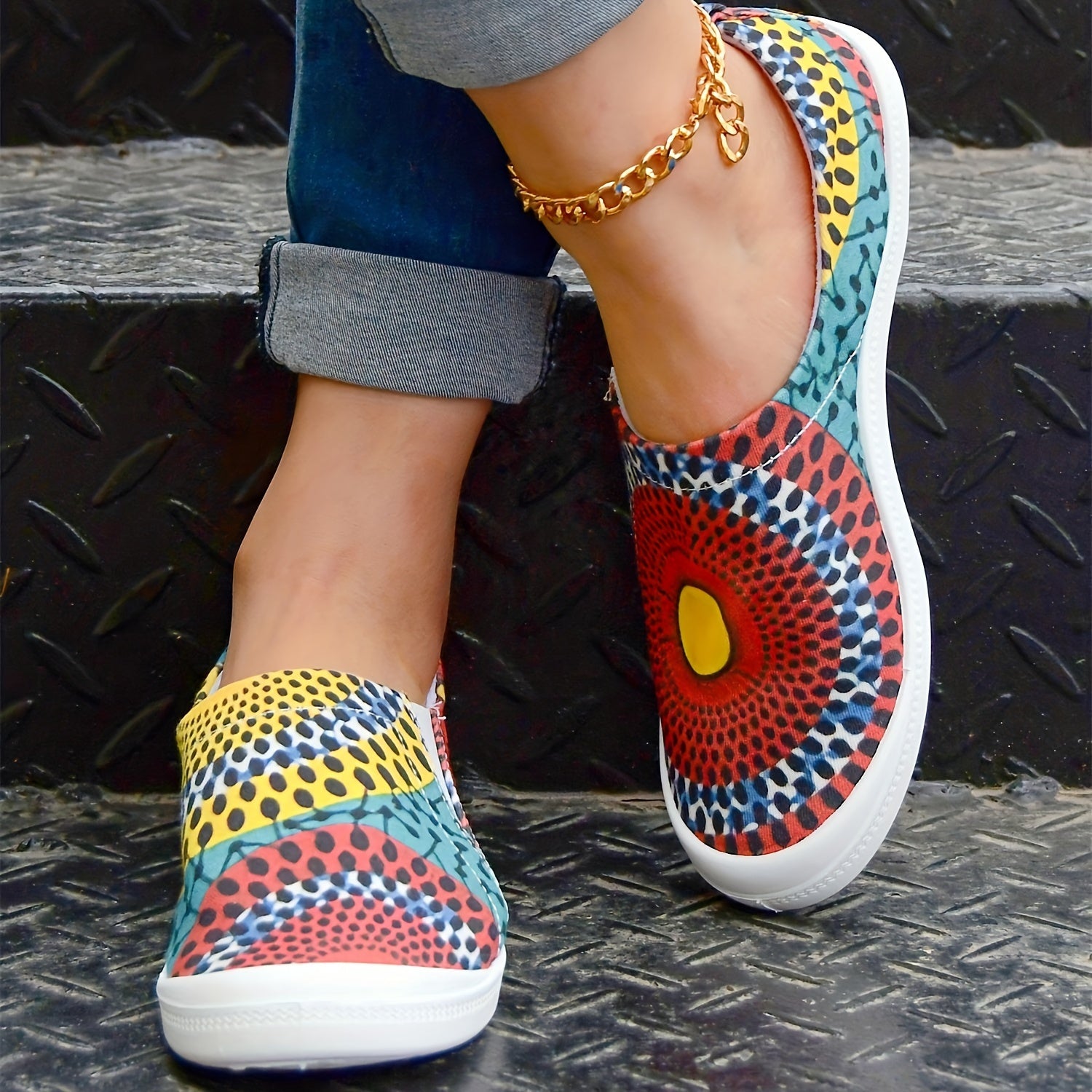 Floral Pattern Flat Shoes Women's Lightweight Casual Shoes