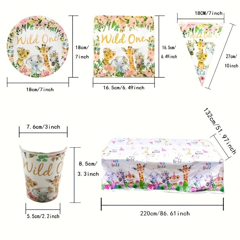 Wild One Birthday Party Supplies - 20 Plates & 20 Napkins for Girls