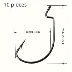 10pcs High Carbon Steel Wide Gap Hook for Deep Sea Fishing