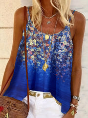 Floral Print Spaghetti Cami Top Summer Sleeveless Scoop Neck