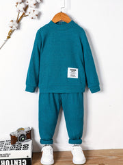 Letter Graphic Print Boys Sweatshirt & Sweatpants Set