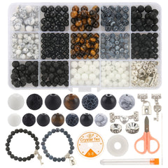 Natural Stone Beads Kit Couples Distance Bracelet Elastic Cord Magnet Clasps Box