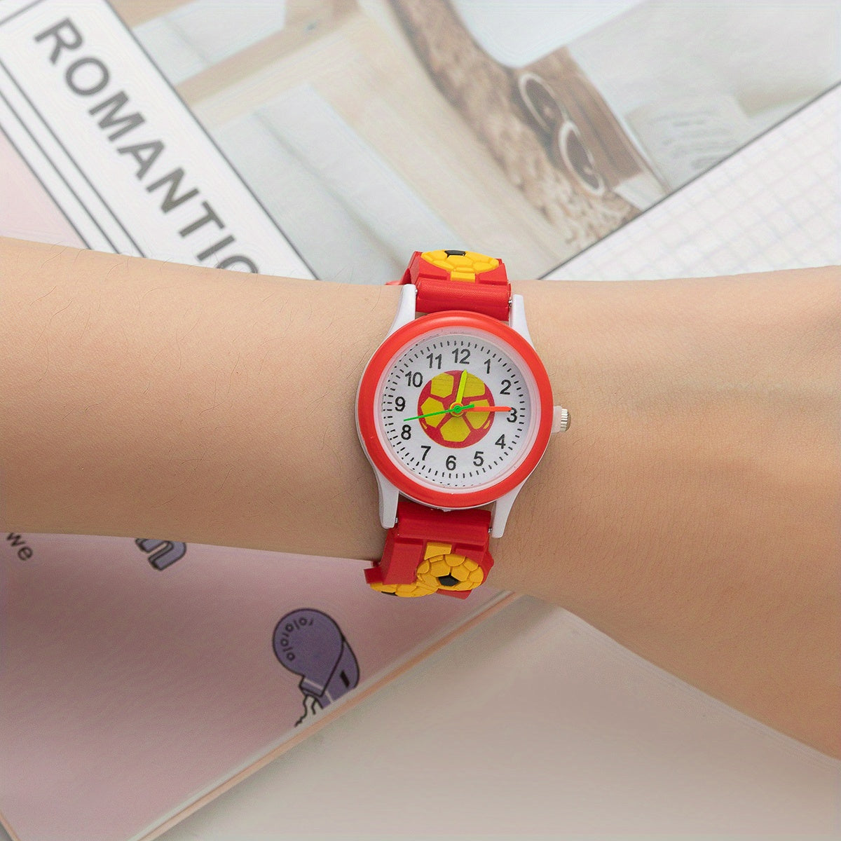 Boys Cartoon Soccer Silicone Sports Watch Decorative Accessory