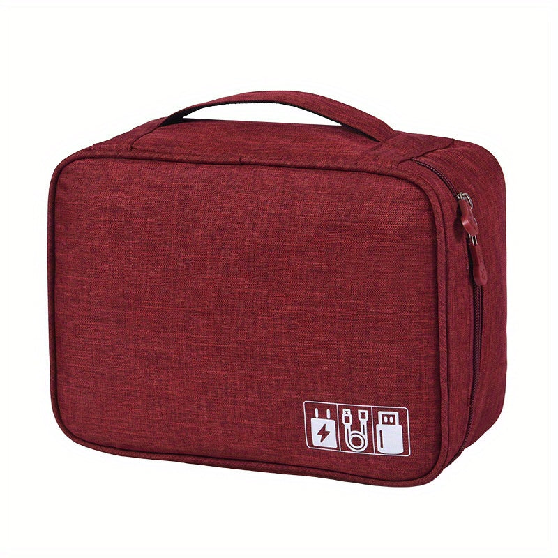 Dividers Cable Storage Bag Double Zipper Portable Handle Travel Digital Bag