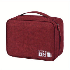 Dividers Cable Storage Bag Double Zipper Portable Handle Travel Digital Bag